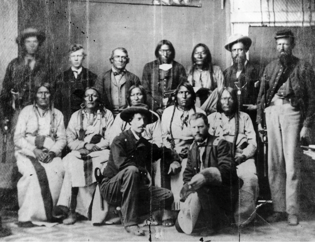 Camp Weld Peace Council, September 1864, Denver. Arapaho and Cheyenne chiefs with U.S. military and civilian officials.