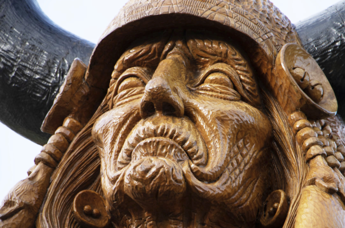 Hand-carved willow sculpture of Ma'heónėhetane — Cheyenne Holy Man, in Niwot, Colorado.